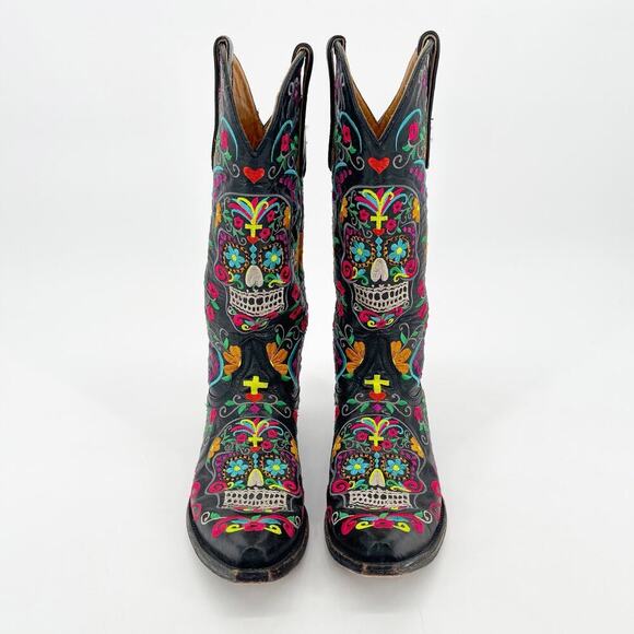Old Gringo Black Sugar Skull Klak Embroidered Western Cowgirl Boot size 5.5 - Picture 5 of 12